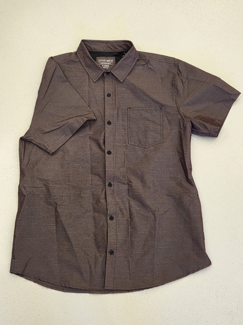 Departwest Short Sleeve Button-Down Shirt in Brown